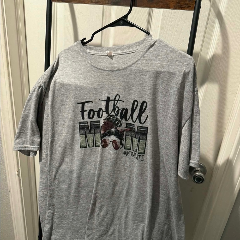 Football Mom Graphic Tee - Gray